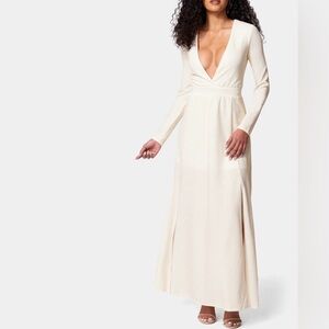 bebe Cream Long Sleeve Dress